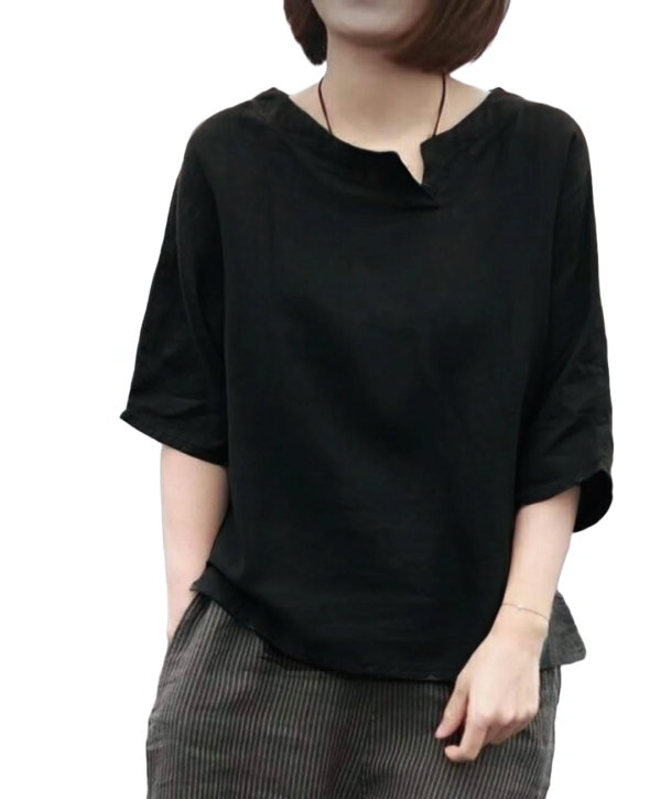 Femezone Women's Linen Bend Cotton Short Kurti (FEM2506-01-SideNck) - Image 5