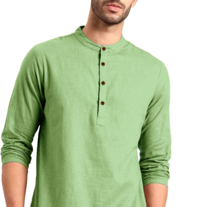 Femezone Men's Cotton slub Short Kurta, Mandaran coller