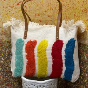 Femezone beautiful handblock printed canvas cotton fabric rainbow totebag (18*16)