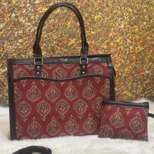 Femezone Beautiful hand block printed cotton canvas fabric Handbag (18*16)