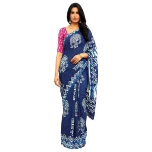 Women's Cotton Ethnic bagru print saree with Blouse (Indigo face) (Copy)
