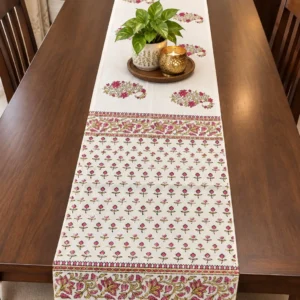 Handblock Print Table Runner Set Floral