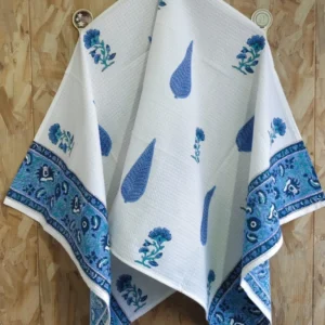 Floral Block Print Waffle Towel