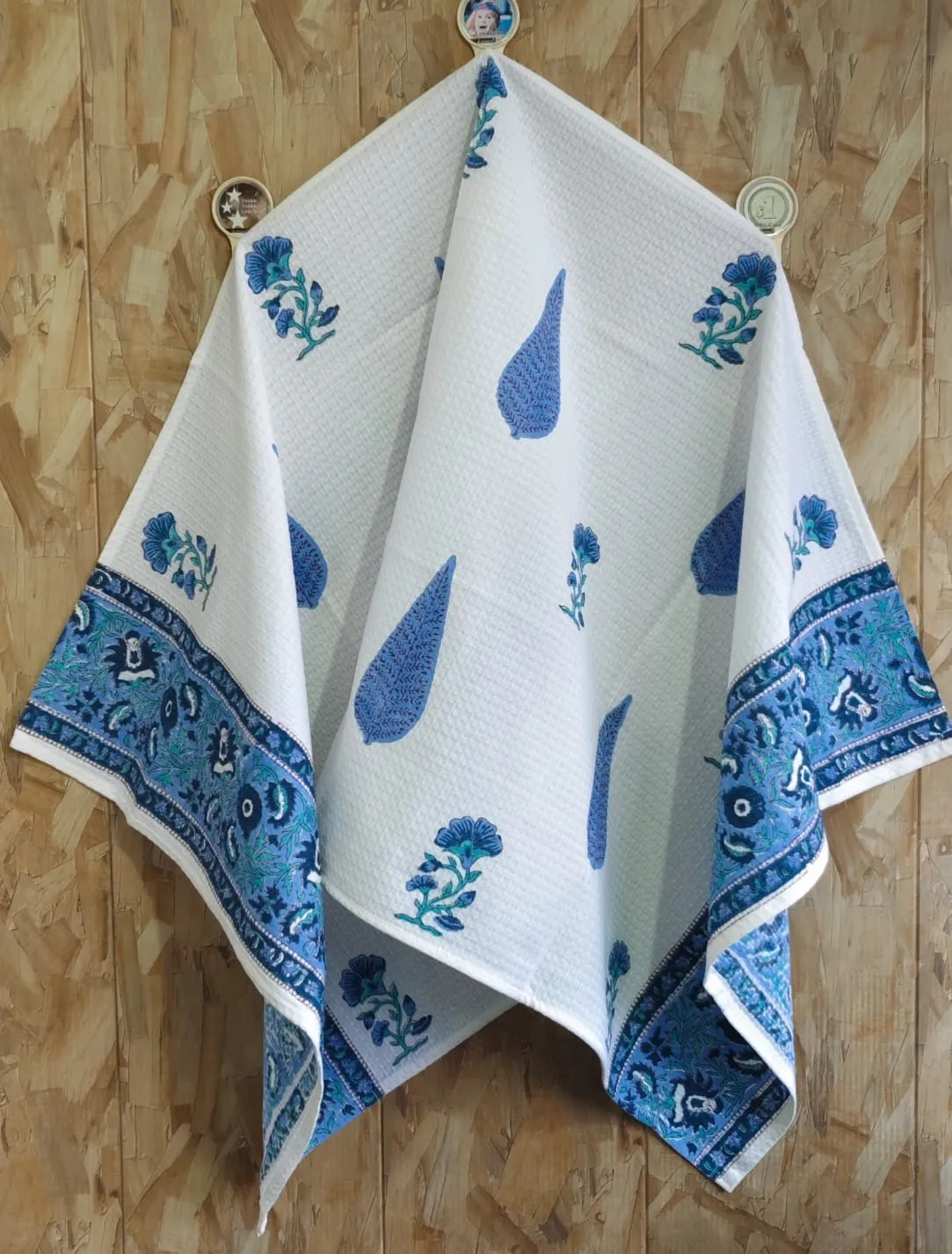 Floral Block Print Waffle Towel