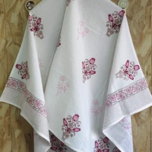 Floral Block Print Waffle Towel