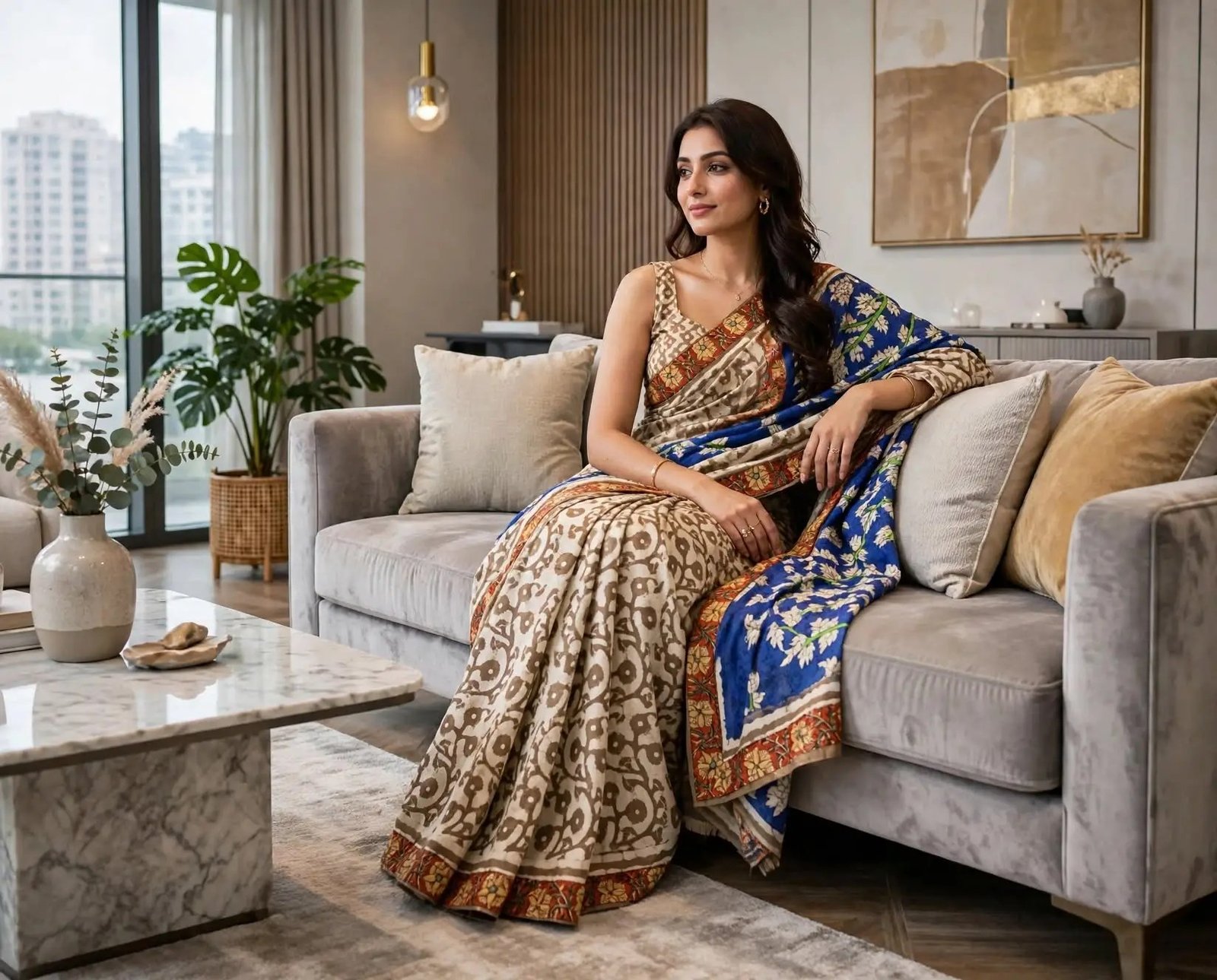 Handblock Saree