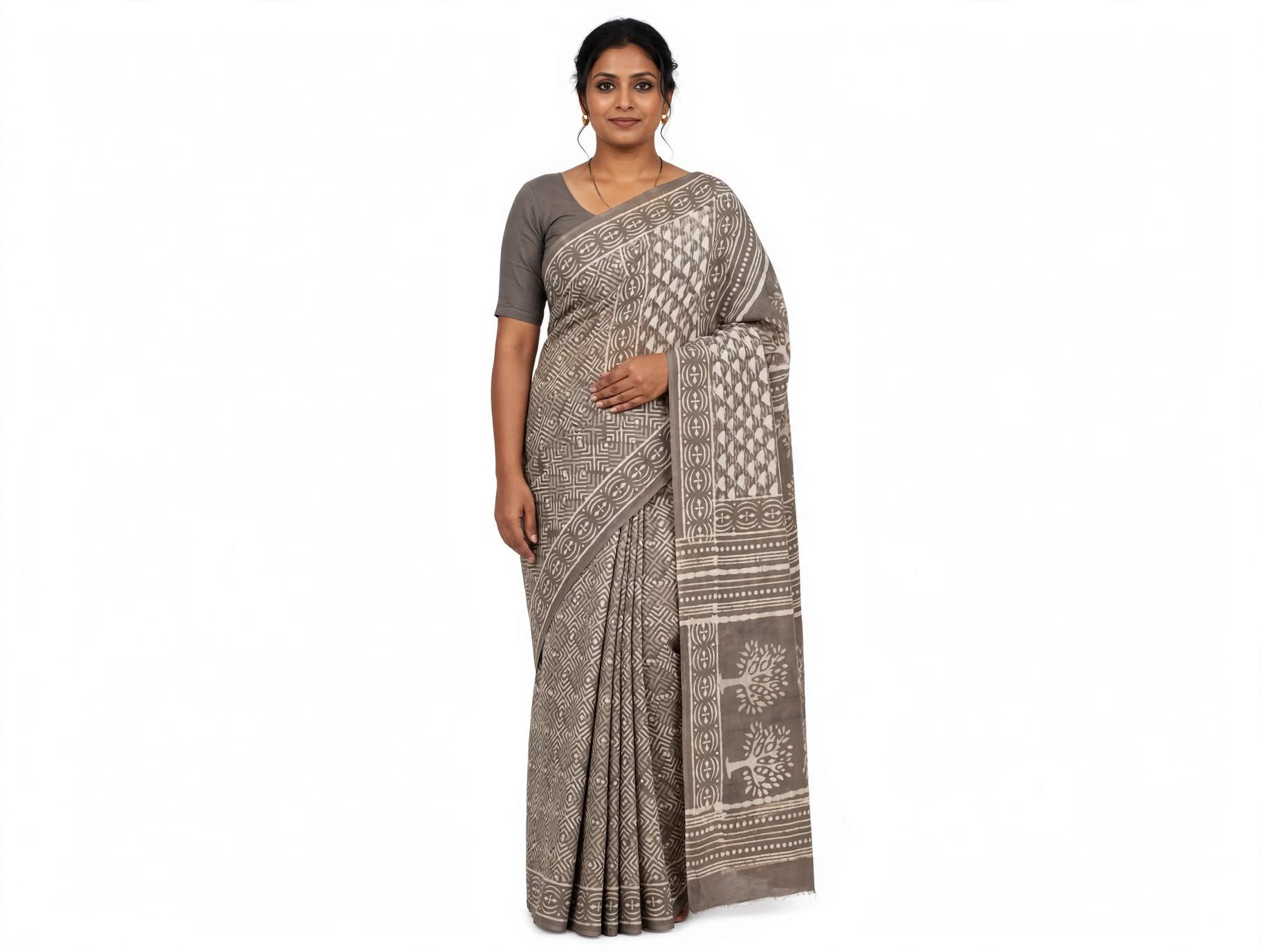 Cotton Ethnic bagru print saree with Blouse-