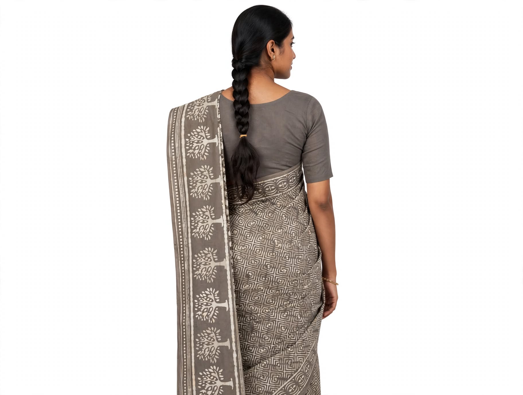 Cotton Ethnic bagru print saree with Blouse- - Image 5