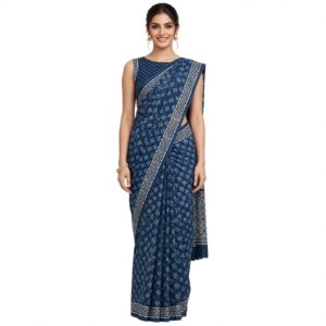Women's Cotton Ethnic bagru print saree with Blouse