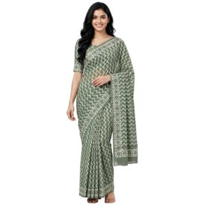 Women's Cotton Ethnic bagru print saree with Blouse
