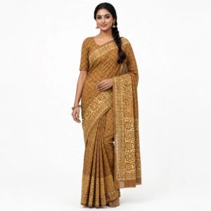 Cotton Ethnic bagru print saree with Blouse-dabu
