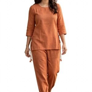 Women Linen Blend Cotton Co-ord Set/Yoga outfit